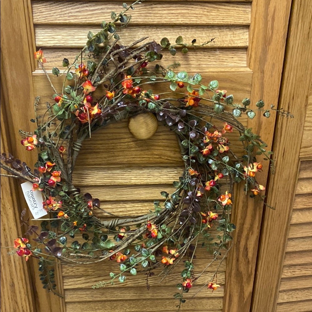 Floral Bittersweet Wreath with Orange and Green Accents